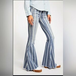 FREE PEOPLE Flare Striped Jeans